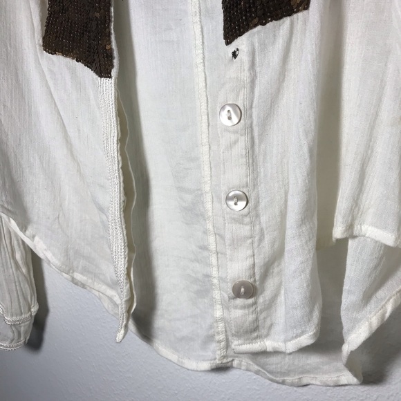 Free People/New Romantics | sequin button up - Picture 5 of 7